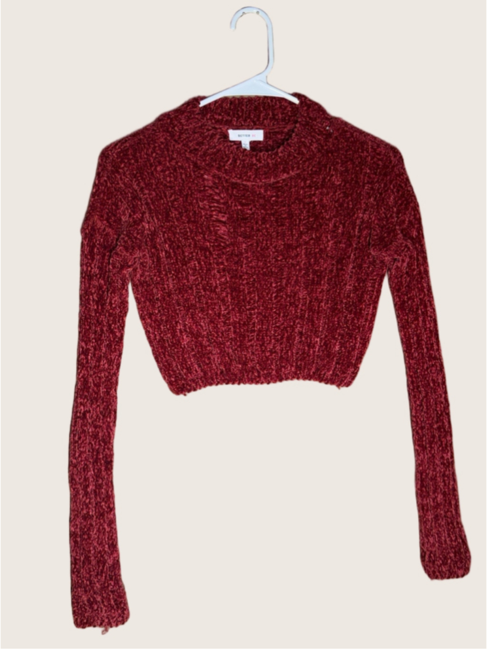 Better Be Red Ribbed Cropped Sweater - Size Small - Picture 2 of 6